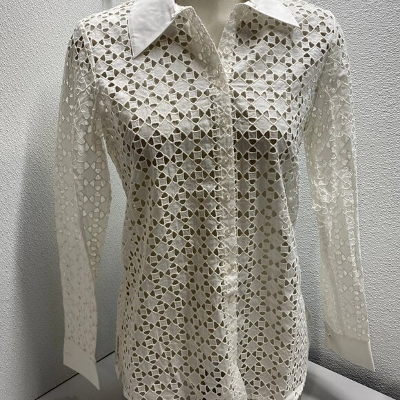 NEW ANNE FOUNTAINE  Cefalu Eyelet Embroidered Shirt White Size 4-6 (EU 38) - Picture 12 of 14